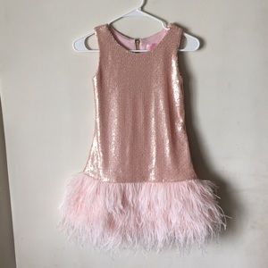 Zoe LTD blush pink sequin feathers party dress 12